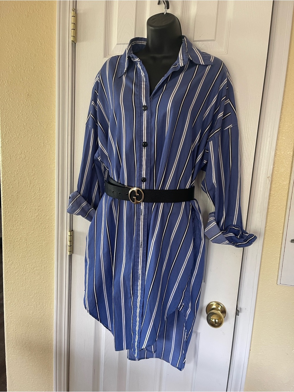 rag & bone Blue and White Striped Shirt Dress